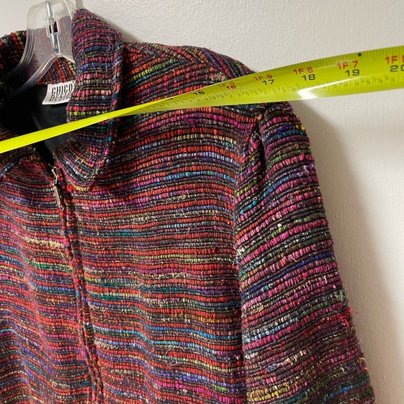 CHICO’S Silk Muticolor Jacket • size 2 aka Large • zip up • striped woven design - Picture 12 of 14